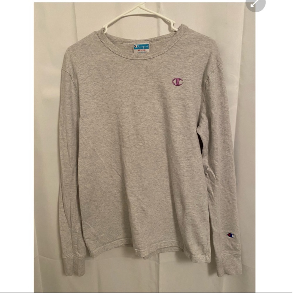 Cream long sleeve champion shirt - size medium- graphic detail on the back